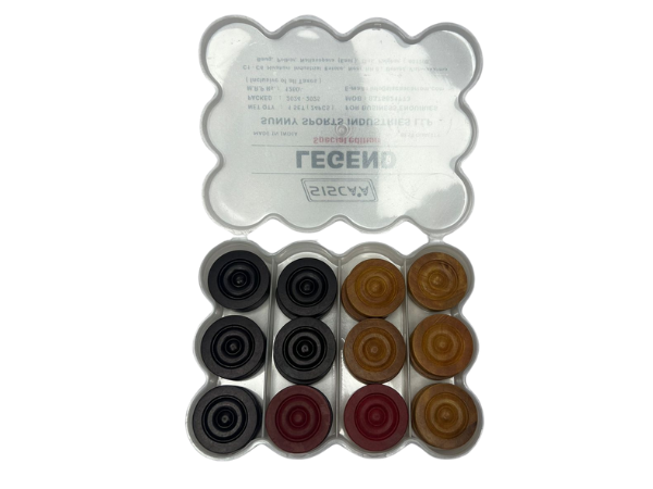 knight shot – siscaa legend special edition carrom coins set – 7.2 mm (plastic box)