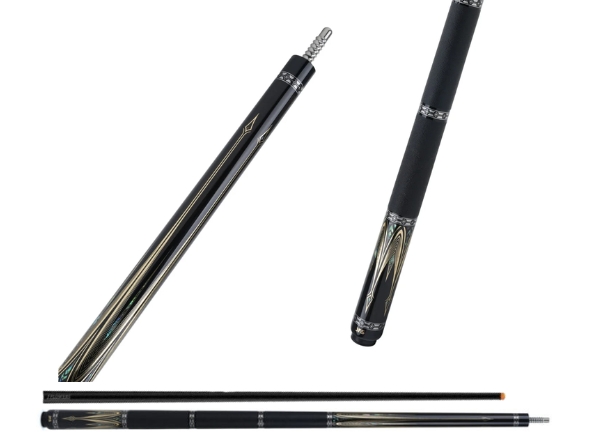 jflowers billiard cue jfs20 26gbf gold model in black leather wrap with carbon shaft