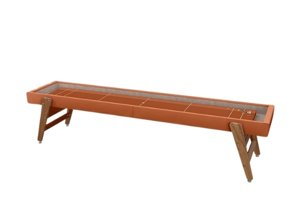 rs barcelona shuffleboard table 9ft – terracotta finish | iroko wood legs