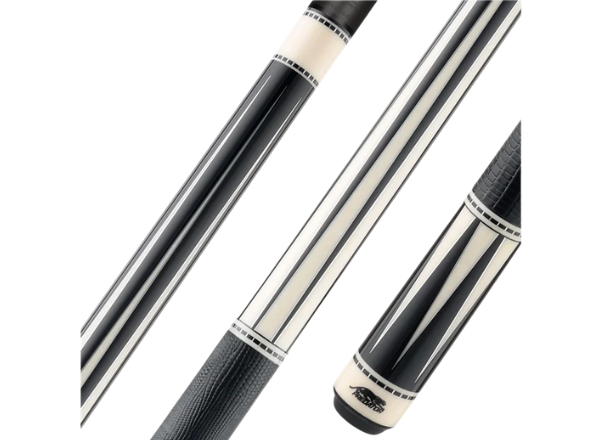 predator le truesplice artisan ebony & ivorine pool cue with black leather wrap – radial joint