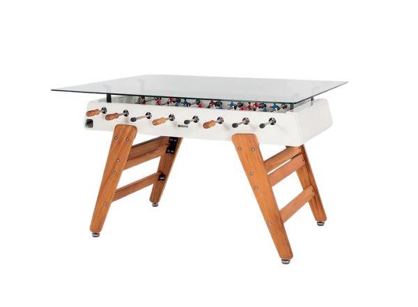 rs barcelona rs3 wood dining foosball table rectangualr top with iroko wood legs