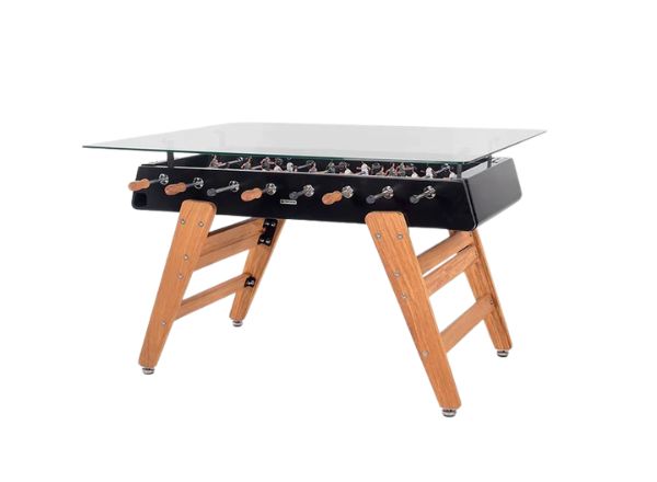 rs barcelona rs3 wood dining foosball table rectangualr top with iroko wood legs