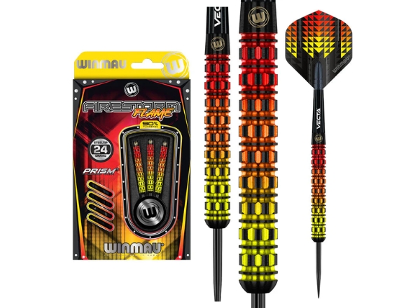 winmau firestorm flame 1 90% tungsten darts 24g