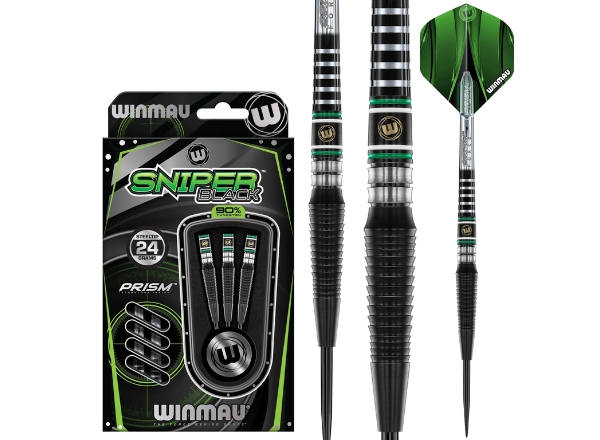winmau sniper black with green flights 90% tungsten 24g