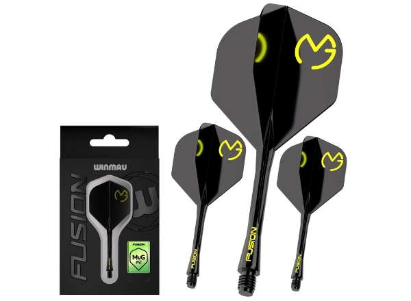 winmau fusion #2 flight & shaft mvg pacman black & green medium