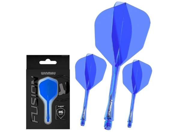 winmau fusion #6 flight & shaft translucent blue intermediate