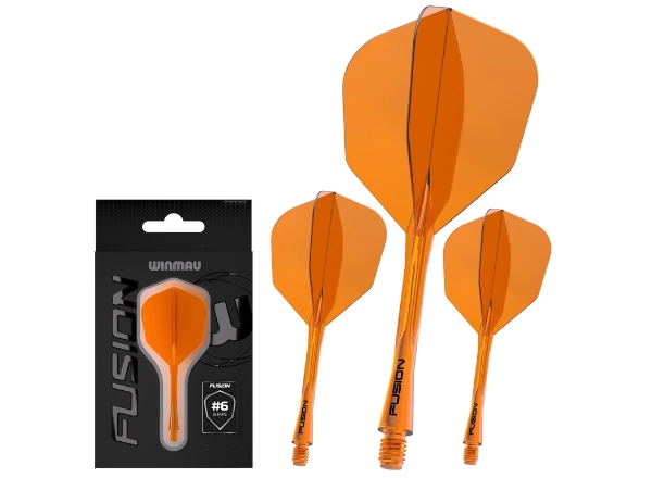 winmau fusion #6 flight & shaft transparent orange intermediate
