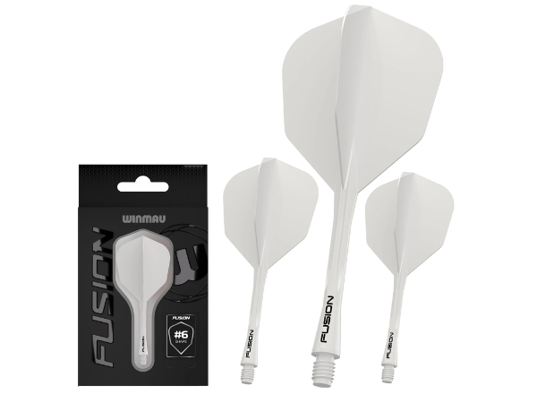 winmau fusion #6 flight & shaft transparent solid white intermediate
